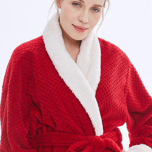 Fabrikneuer, gemütlicher, warmer, einfarbiger Winter-Bademantel – Übergroßer, dicker Plüsch-Schlafanzug-Bademantel aus Flanell-<span class=keywords><strong>Fleece</strong></span> im eleganten europäischen Stil - Product Image 5