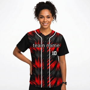 Camiseta de béisbol sublimada personalizada con diseño gráfico, que absorbe la humedad, de manga corta, con botones al frente, con el nombre del equipo, camiseta de softbol. - Product Image 1