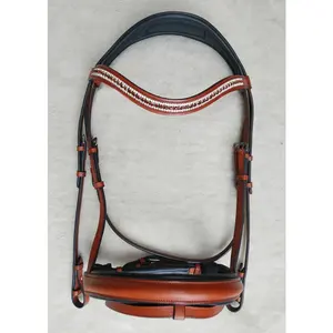 Ensemble de bride anglaise en cuir suédois classique Tan London avec selle de style occidental pour l'équitation Experts fabriqués - Product Image 1