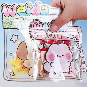 Grand sac <span class=keywords><strong>de</strong></span> conservation refermable en PET/CPP avec fermeture éclair, motif dessin animé mignon, pour aliments pour bébés, enfants et étudiants - Product Image 1