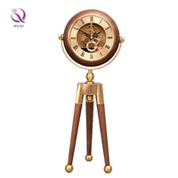 Jam Meja Tripod Gaya Eropa MKMJ, Jam Meja Dekoratif Vintage dengan Gear Senyap, Aksesori Meja Rumah