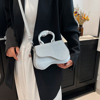 Nouveau Sac Bandoulière Tendance Texturé Petit Sac Carré Sac à Main Rétro Brillant pour Femme