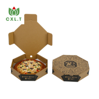 Boîtes à pizza carrées en carton ondulé jetables, imprimées sur mesure, biodégradables, écologiques, en matériaux recyclés, avec finition dorée brillante