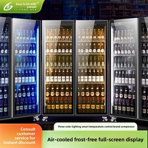 Réfrigérateur vertical sans givre pour boissons, double porte vitrée, éclairage LED, vitrine de présentation de boissons pour supermarché - Product Image 3