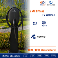 Nouvelle borne de recharge murale pour véhicules électriques OEM ODM 7KW, monophasée 230V, Plug & Play, IP55, certifiée CE, pour la recharge à domicile, garantie 2 ans