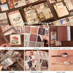 Kit de Suministros de Papelería Estética Vintage Simno, Set de Scrapbooking con Papel para Scrapbooking, Cuaderno A6 con Cuadrícula - Product Image 4