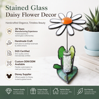 Karya Seni Kaca Patri Kustom Motif Bunga Daisy 3D Dekorasi Meja Penangkap Sinar Matahari Hadiah Ulang Tahun untuknya Dekorasi Rumah yang Dapat Disesuaikan