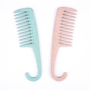 En stock, grand peigne de massage incurvé en paille de blé avec paillettes, peigne de <span class=keywords><strong>coiffure</strong></span> personnalisable en couleur et logo, pour usage domestique - Product Image 4