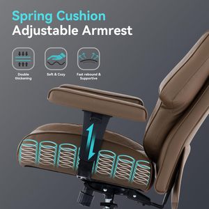 <span class=keywords><strong>Chaise</strong></span> <span class=keywords><strong>de</strong></span> <span class=keywords><strong>bureau</strong></span> confortable et rembourrée en marron, capacité 400 lbs, pour PDG, <span class=keywords><strong>bureau</strong></span> à domicile, grande taille, avec repose-pieds pour personnes corpulentes - Product Image 4