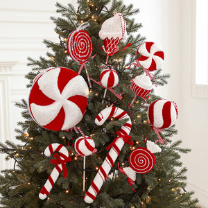 Adornos Navideños para Árbol de Navidad, <span class=keywords><strong>Bastones</strong></span> de Caramelo Colgantes, Decoración Navideña, Piruletas Rojas y Blancas, Adornos para Árbol - Product Image 1