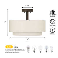 Luminaire suspendu moderne en tissu à 2 niveaux en acier, livraison gratuite depuis notre entrepôt aux États-Unis, pour la maison ou le bureau