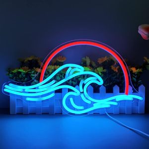 LED <span class=keywords><strong>Sunset</strong></span> Wave Neon Sign Regulable USB Powered Personalizable Control remoto Mall Dormitorio Sala de estar Decoración Hombre Cueva Fiestas Sangre - Product Image 1
