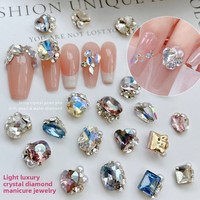 Cœur oblique rectangulaire ultra-brillant, finition pavé de cristaux, nail art de luxe pré-dessiné, best-seller des influenceurs