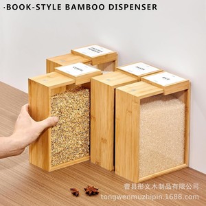 Rice Storage Box Wooden Airtight Rectangle With Sliding Lid For <b>Kitchen</b> Use - Product Image 2
