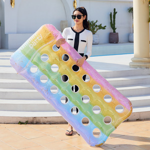 Chaise longue gonflable flottante arc-en-ciel en PVC pour piscine, tapis <span class=keywords><strong>de</strong></span> <span class=keywords><strong>plage</strong></span> pour adulte, chaise longue aquatique pour fête estivale - Product Image 1
