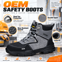 Bottes de sécurité mi-montantes OEM multi-styles, avec embout en acier anti-écrasement, confortables, résistantes à l'usure, tige en cuir, semelle extérieure en caoutchouc, unisexe