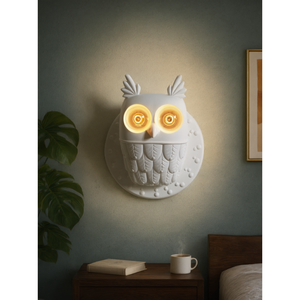 Lámpara de Pared de Resina Blanca Personalizada con Forma de Búho para Iluminación de Dormitorio y Pasillo - Product Image 3