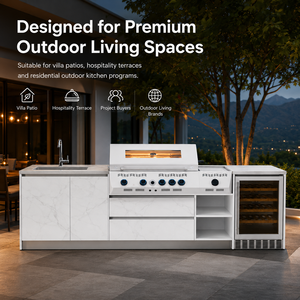 Luxuriöse Moderne 304 Edelstahl Modulare Outdoor-Küche - BBQ-Insel mit Eingebautem Gasgrill mit 3 Brennern und Küchenschrank-Set - Product Image 2