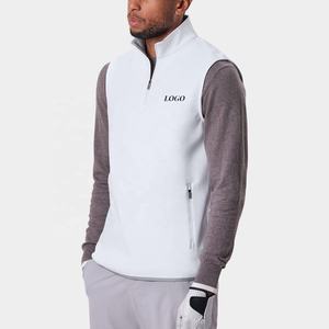 <b>Men's</b> <b>White</b> Sleeveless Stand Collar <b>Vest</b> With Zipper Front Logo Casual Outer Wear Spring Breathable Polyester - Product Image 3
