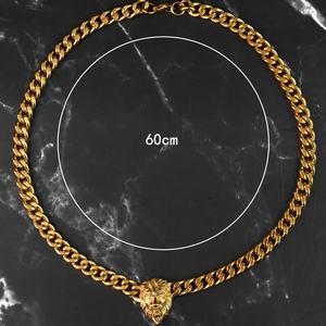 Fábrica OEM de Joyería, Venta Caliente en Europa, Joyería Punk Hip Hop, Collar con Colgante de Cabeza de León en Acero Inoxidable con Baño de Oro de 18K para Hombre - Product Image 6