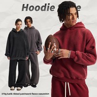 Ensemble de sweats à capuche unisexe en nylon 100% doublé polaire, style européen et américain, délavé à l'eau, effet vieilli, pour hommes et femmes
