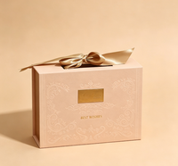 Boîte cadeau magnétique de luxe gaufrée avec nœud en satin doré, boîte en papier personnalisée avec logo pour emballage de bonbons, chocolats et cadeaux de mariage