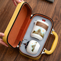 Service à thé Kung Fu japonais en céramique Aoyama Tsubame, portable pour voyage et extérieur, avec sac de transport, rangement facile