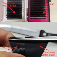 Plateaux de Cils Individuels Abonnie, Vente en Gros, Extension de Cils en Soie Volume Noir Mat Foncé, Fournitures d'Extensions de Cils Cachemire