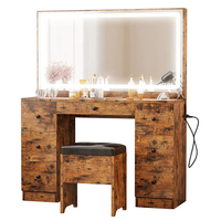 Coiffeuse tendance Ensemble coiffeuse Tables de toilette Maquillage Vanité blanche avec miroir et chaise