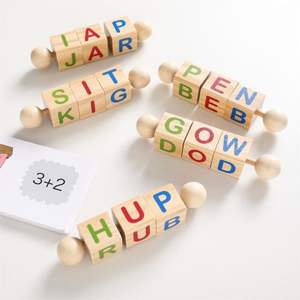 Niños cubo bloques letras cubo aprendizaje cognitivo juego tarjetas inglés ortografía <span class=keywords><strong>palabras</strong></span> Digital juguetes de madera - Product Image 3