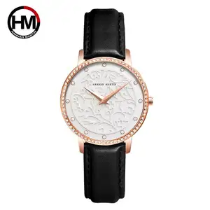 hannah martin 1073 fancy gift female hour best PU leather band Waterproof analog display character Casual watch company