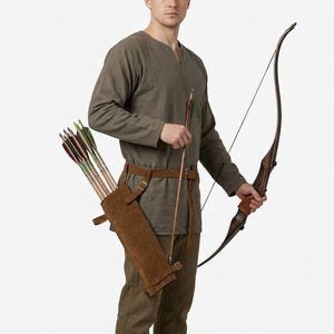 ESHALZ IMPEX AQ-115 <b>Brown</b> <b>Suede</b> Leather Arrow Quiver Waist <b>Belt</b> Mounted Archery Hunting Quiver 48cm for Outdoor Sports - Product Image 1