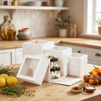 Boîtes à pâtisserie blanches pliables pour gâteaux de mariage et de fête, boîtes à emporter anti-fuite, boîtes à gâteaux hautes multi-tailles avec fenêtre