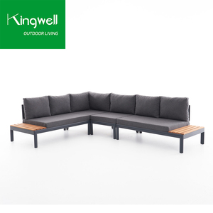 Fascia alta <span class=keywords><strong>balcone</strong></span> salotto moderni impermeabili all'aperto divani in alluminio mobili <span class=keywords><strong>da</strong></span> giardino a forma di L Set per il tempo libero <span class=keywords><strong>divano</strong></span> componibile <span class=keywords><strong>da</strong></span> giardino - Product Image 3