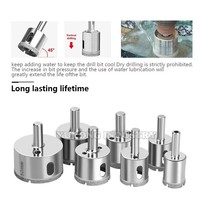 Lot de 10 forets diamantés à brasage sous vide de 3 mm à 50 mm, à queue ronde, pour carrelage, marbre, granit, verre
