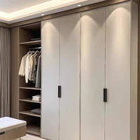 Armoire avec porte battante en placage de bois blanc, poignée en métal moderne, meubles de chambre à coucher