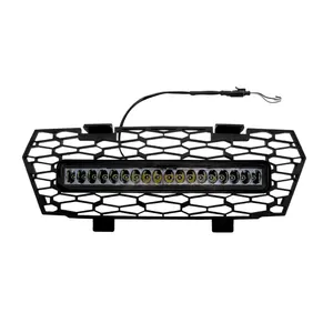 YongJin UTV Schwarz Front stoßstange Mesh Grille Grill mit LED-Licht leiste für Polaris General 1000 2016-2020