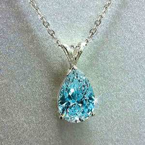 Collar de cadena de eslabones plateados con forma de gota de agua, diseño simple y elegante, unisex. - Product Image 5