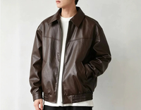 Veste en cuir PU noire à revers pour homme, collection automne 2026, style vintage, haute qualité, mode urbaine décontractée