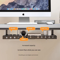 Organisateur de câbles métallique sous bureau et support de rangement vertical à un niveau pour câbles d'alimentation, boîte de rangement sans perçage pour gestion des prises de bureau
