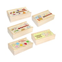 Jouets éducatifs Montessori pour enfants, apprentissage, 28 pièces, cartes de puzzle d'animaux et de fruits pour enfants, jeu de dominos
