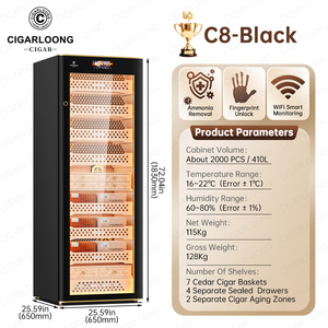 Nouveau CIGARLOONG C8, armoire à cigares avec intérieur entièrement en cèdre espagnol, humidité constante, humidor intelligent pour les amateurs de cigares - Product Image 1