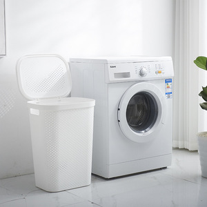 White Rectangle Plastic Laundry Basket For Bathroom Clothing Storage Organizer 2071 - Product Image 3