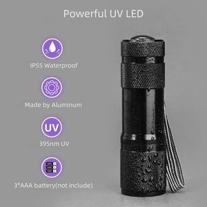 Detector UV portátil 395nm Linterna de <span class=keywords><strong>luz</strong></span> negra <span class=keywords><strong>con</strong></span> bolígrafos de tinta invisible Detector de manchas de orina para mascotas para perros Gatos Otras mascotas - Product Image 2
