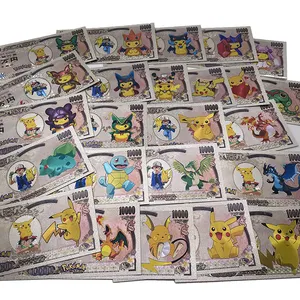 ธนบัตร34แบบอนิเมะกระตุ้นธนบัตรสีทองจันทร์ธนบัตร Charizard ทองฟอยล์สีเงิน