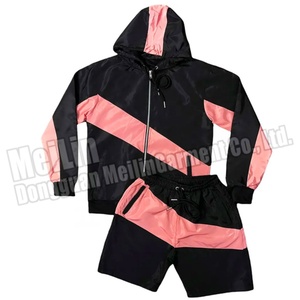 Wholesale Custom Windbreaker <b>Jackets</b> and Nylon Shorts Set Lightweight Polyester Two Piece Windbreaker Tracksuit - Product Image 5