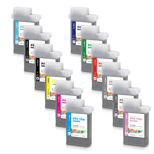 130ml PFI-106 Compatible Ink Cartridge with Pigment Ink and Chip for Canon imagePROGRAF iPF6300 iPF6350