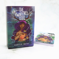 Cartes de tarot Oracle personnalisées imprimées avec des bords dorés et une forme ronde