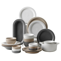 Service de vaisselle en céramique Lausanne – Design minimaliste nordique, compatible micro-ondes, haute qualité pour salles à manger ; Vente transfrontalière