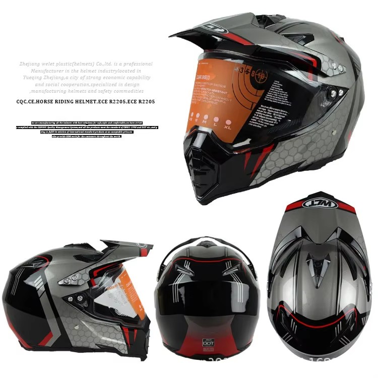 JFG Dual Visor Full Face Flip up Helmet for Motocross